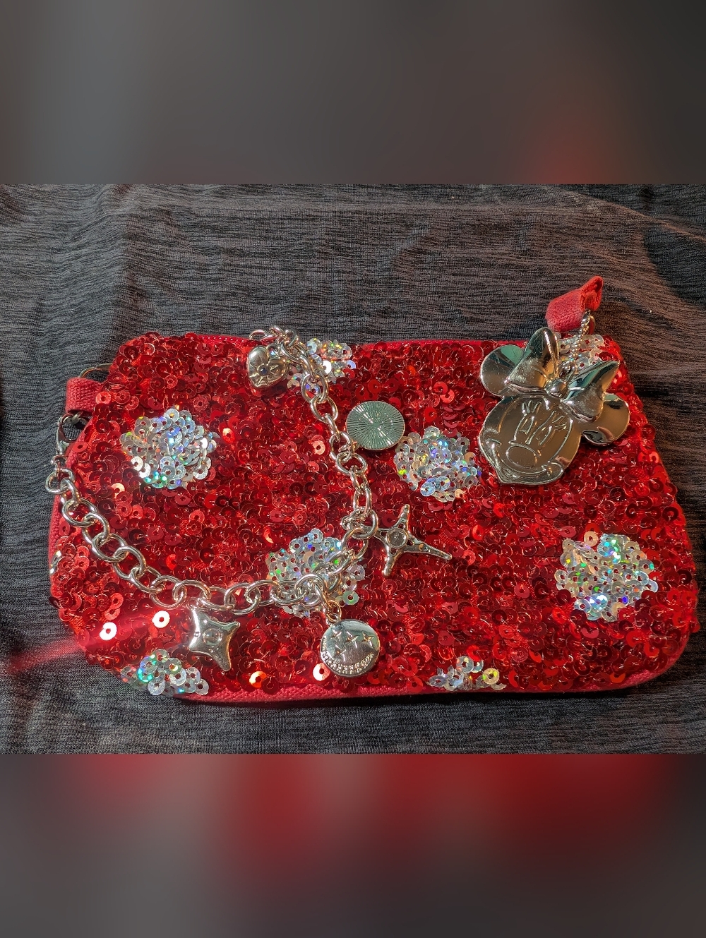 Disney Bright Red Fabric Pouch with Branded Tag